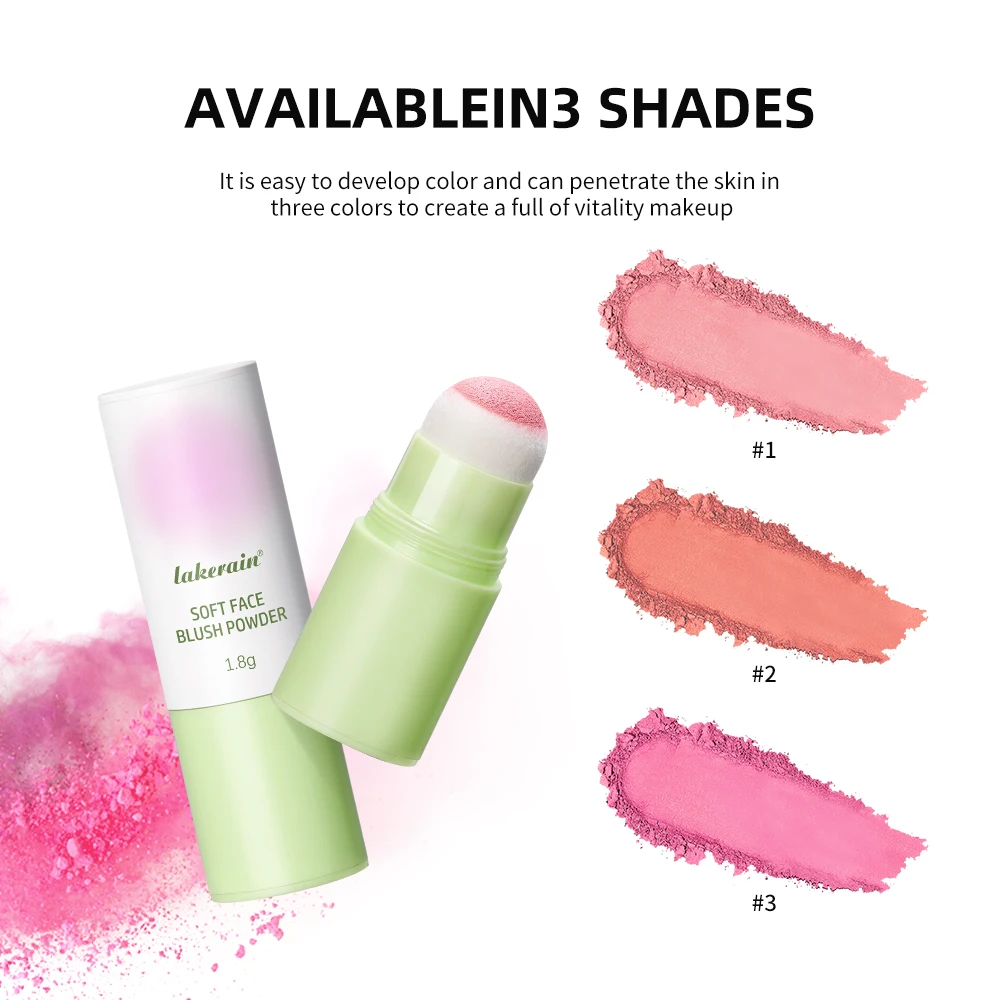 لينة الضباب أحمر الخدود عصا الوجه أحمر الخدود الربت مسحوق أحمر الخدود للخدود لطيف الكورية نمط مقاوم للماء أحمر الخدود الإسفنج فرشاة رئيس 3 ألوان