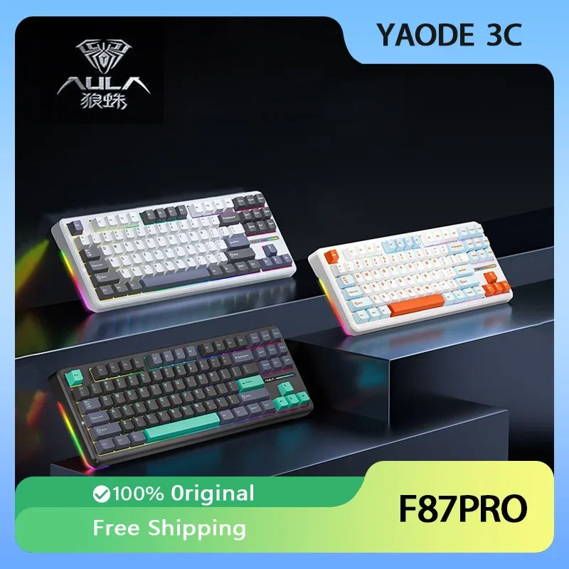 

AULA F87PRO Mechanical Keyboard 3 Mode 2.4G/USB/Bluetooth Wireless Gaming Keyboard 87 Keys Hot Swap RGB Gasket Game Office