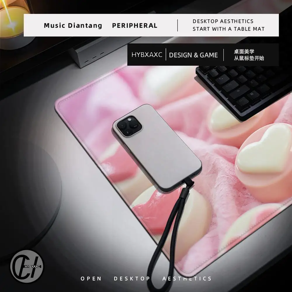 Pink Aesthetic Anti-slip Mousepads Cute Mousepad Kawaii Large Mouse Mat Big Desk Pads Non-Slip Rubber Mouse Pad Big Keyboard Mat