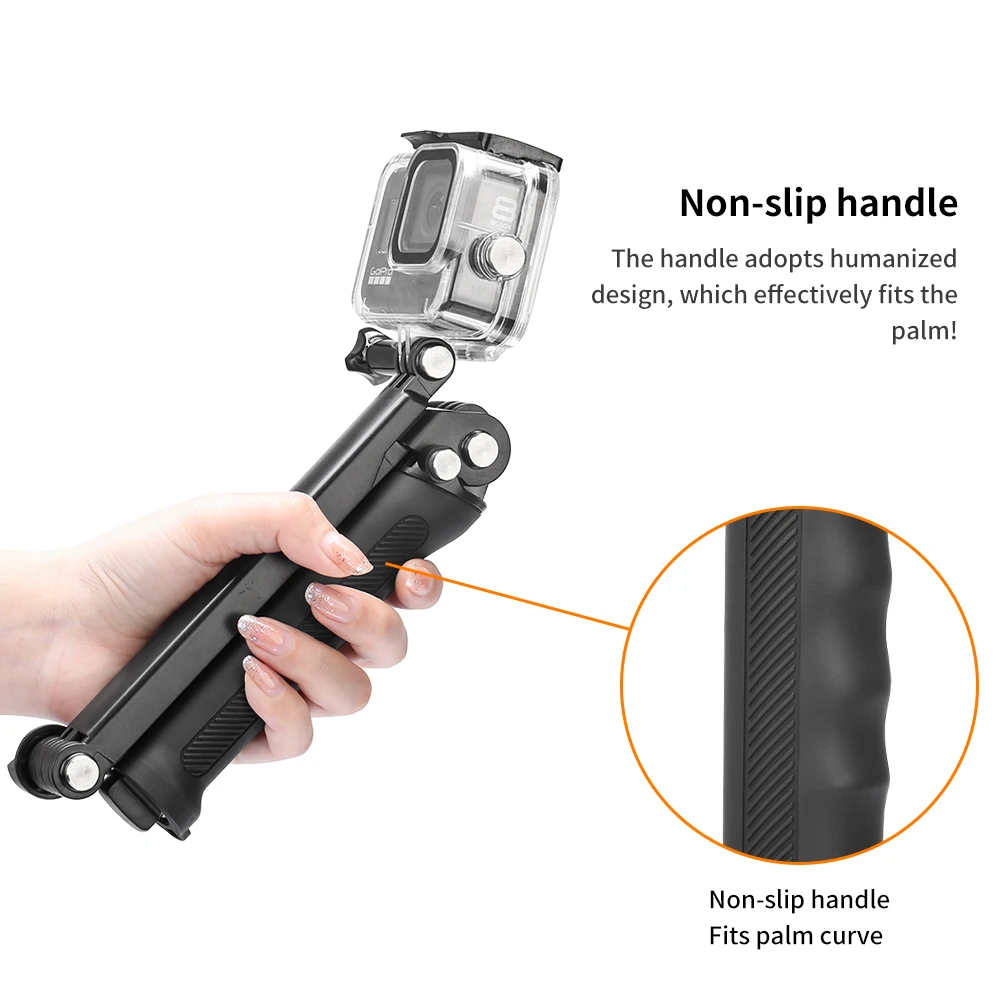 Dobrável impermeável 3-Way Grip Tripé Stand, monopé Selfie Stick para GoPro Hero 12, 11, 10, 9, 8, 7, 6, 5, Go Pro Acessório