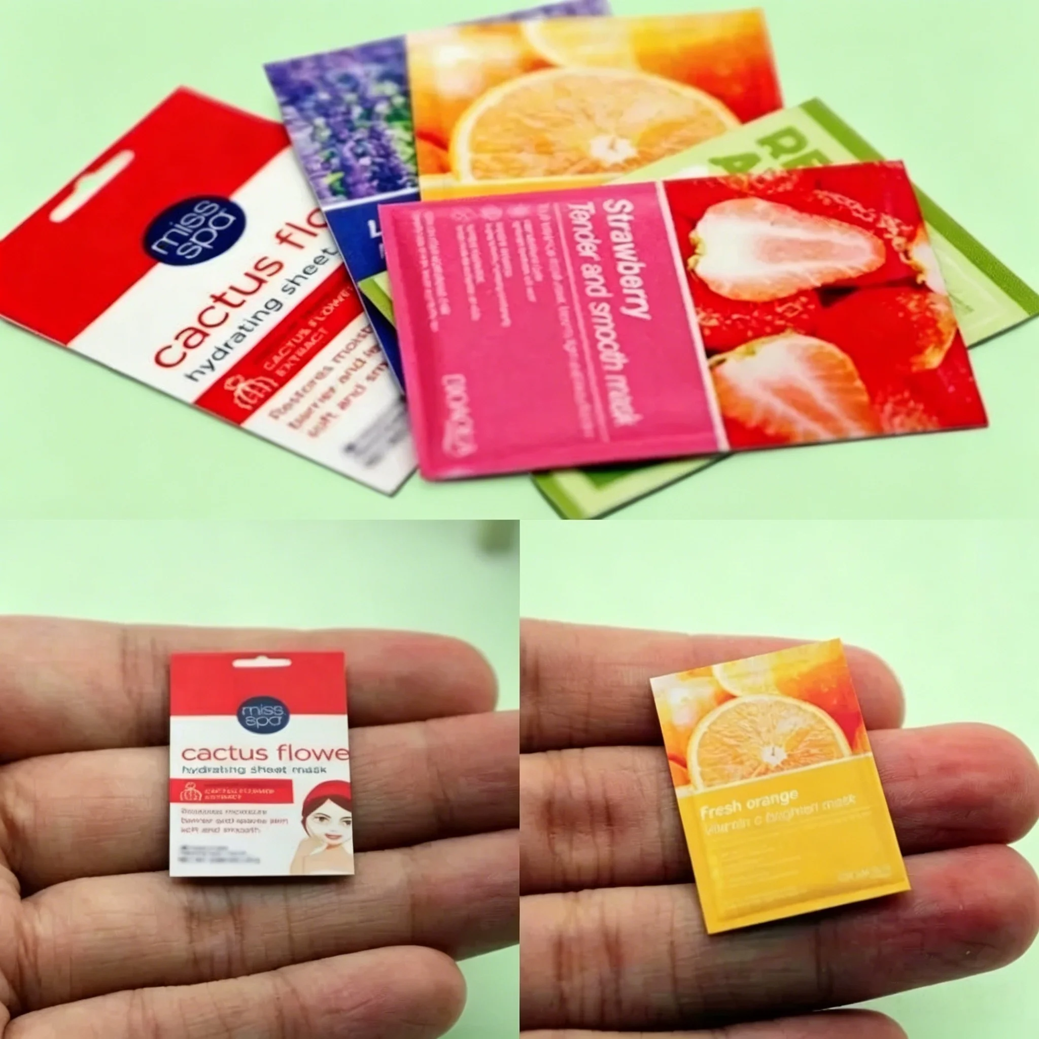 5Pcs Dollhouse Mini Simulation Facial Mask Models, Skin Care Scene Miniature Decoration Accessories