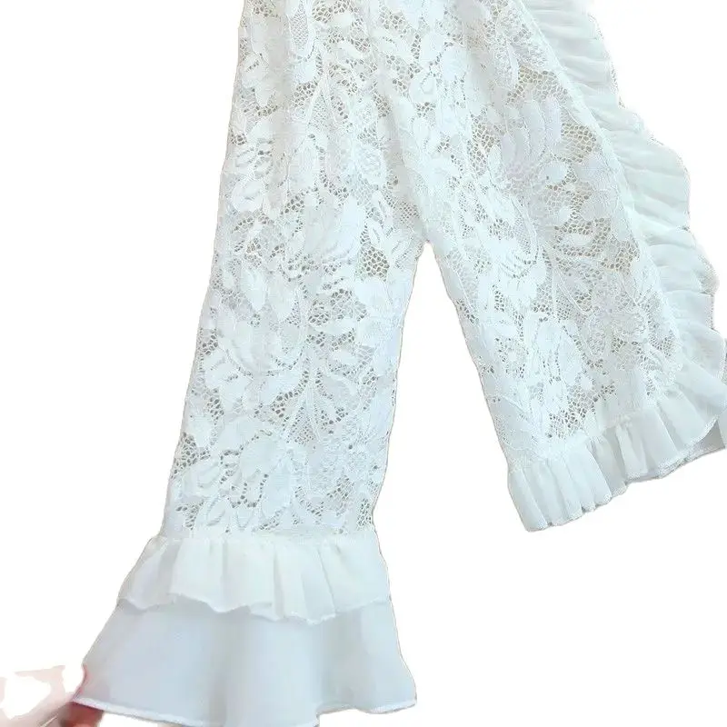 Bolero de renda para mulheres, manga comprida, cardigã chiffon, jaqueta de casamento puro, envoltórios de baile, senhoras elegantes