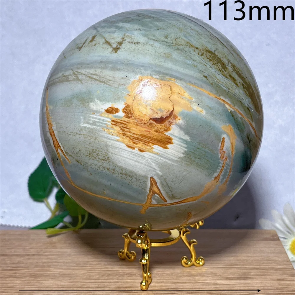 

Ocean Jasper Polgchrome Stone Natural Crystal Ball Quartz Sphere Feng Shui Ornaments Minerals Home Decoration Room+Stand