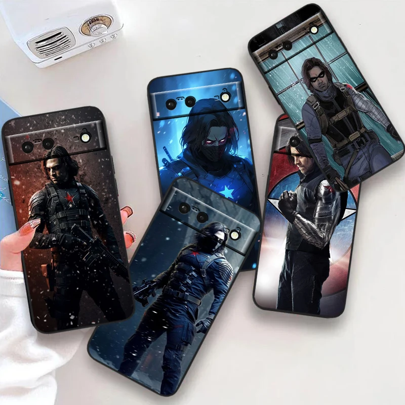 

Marvel Winter Warrior Cool For Google Pixel 9 8 7A 7 6A 6 5A 5 4 4A XL 5G Black Silicon Shockproof Shell Back Phone Case