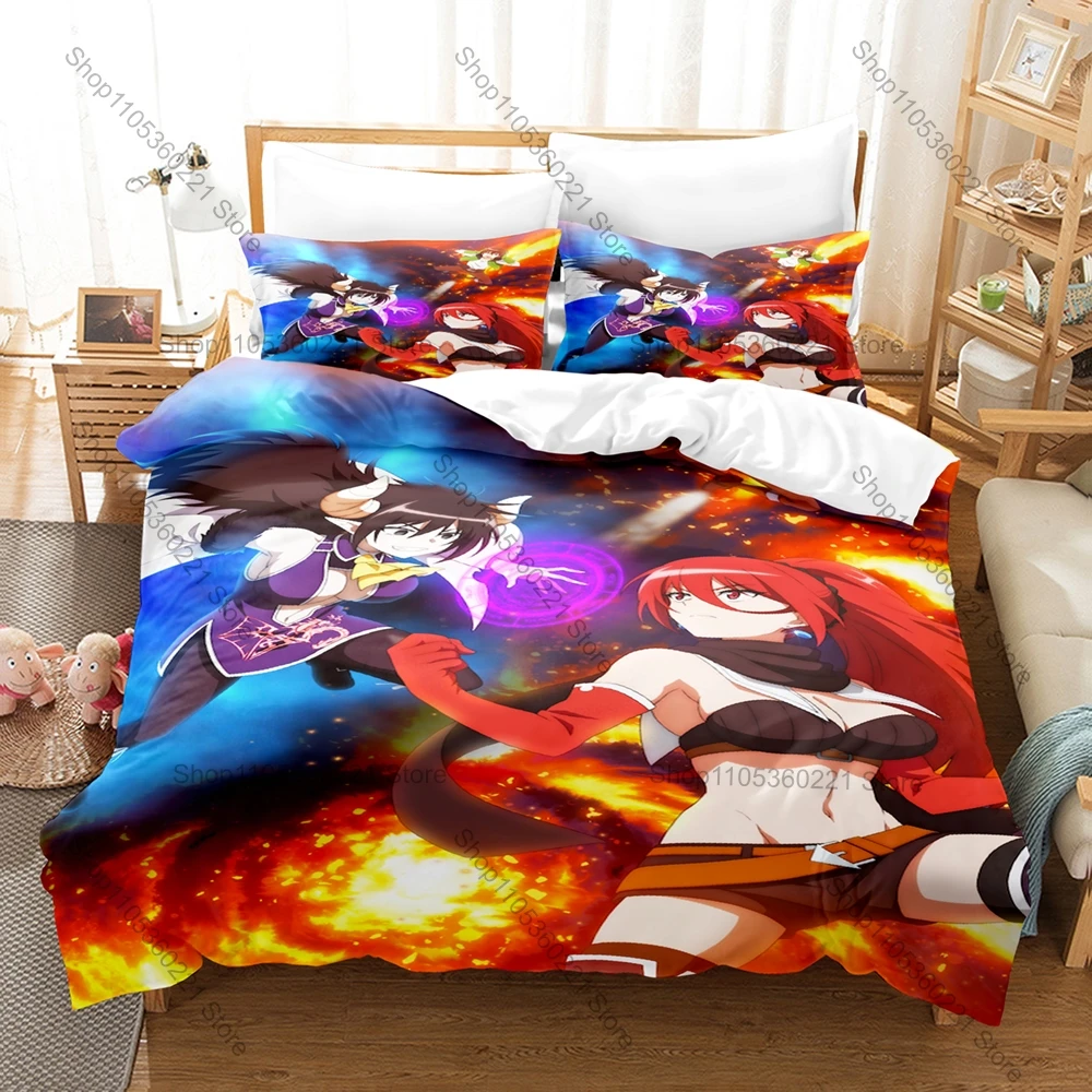Cool Demon Girl Kilmaria & Siblings Graphic Anime Bedding Set Duvet Cover With 2 Pillowcases Youth Bedroom Decor