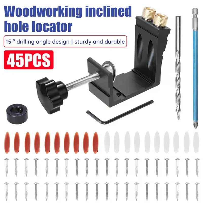 

ABBN-Woodworking Mortise Andtenon Screw Set Woodworking Oblique Hole Screw Removal Tool Woodworking Guide Rail Angle Tools Red