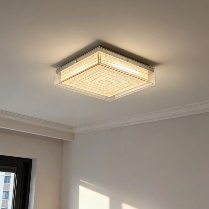 

Современный светодиодный потолочный светильник с креативным квадратным акриловым плафоном, диммируемый, с пультом ДУ, для декора гостиной, спальни, дома