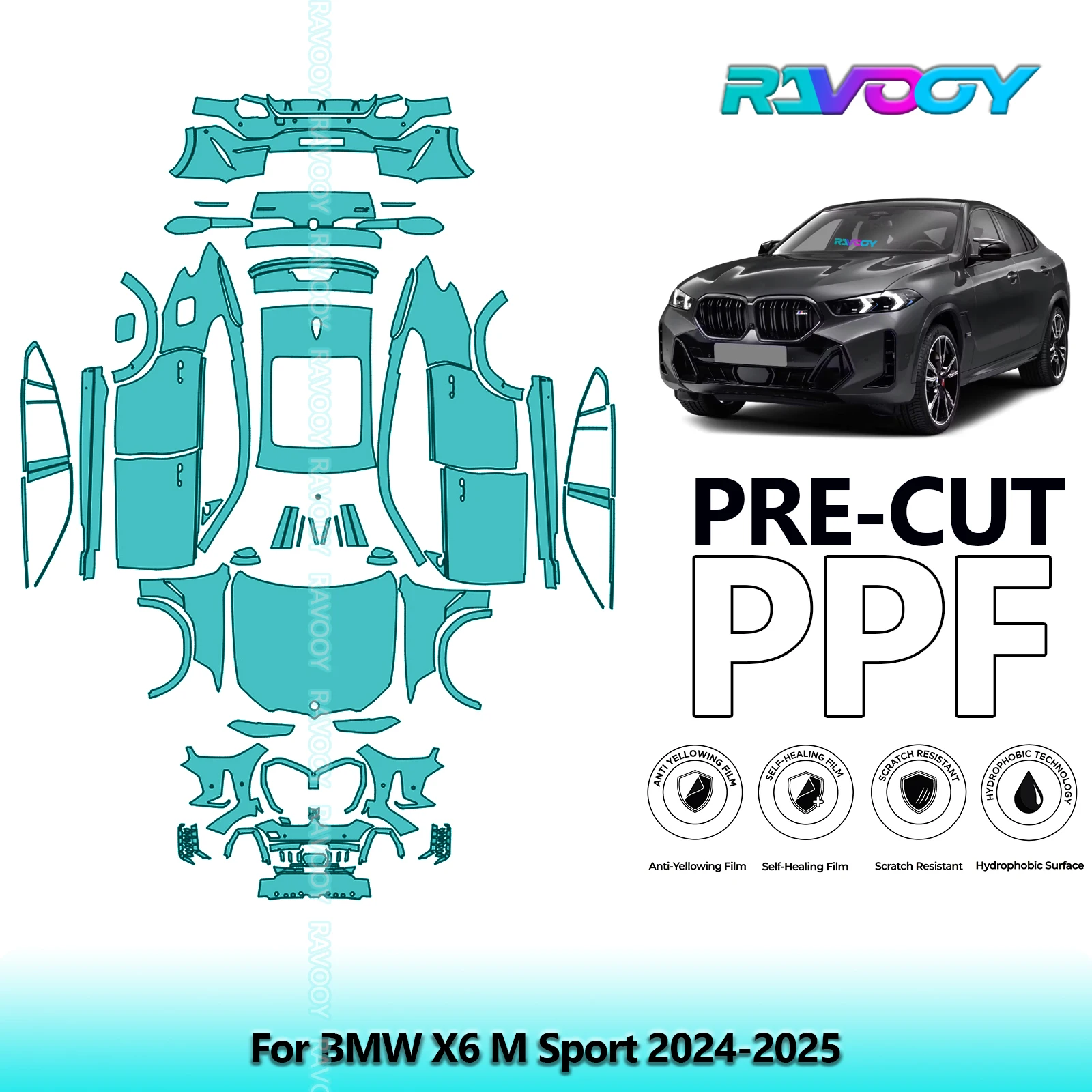 

8.5Mil Precut PPF Paint Protection Film Full Vehicle For BMW X6 M Sport 2024-2025