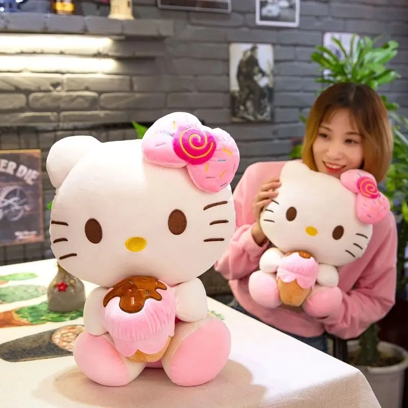 

Official Sanrio Hello Kitty Plush Toy Cute Ice Cream Hello Kitty Stuffed Doll Soft Kawaii Plushie for Girls Fans Birthday Gift