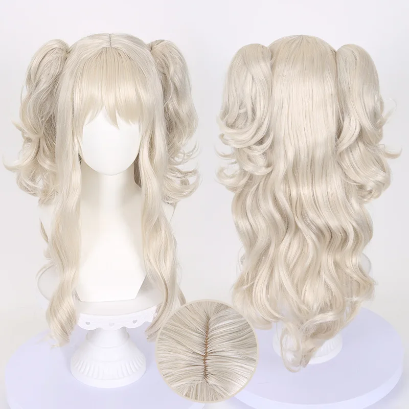 Charlotte Youlinex Cosplay Pruik Dubbele Tijger Clip Paardenstaart Anime Krullende Pruik