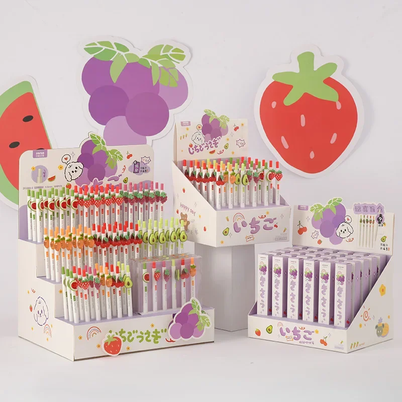 

36PCS stationery creative pen press neutral pen st head manufacturer fruit and vegetable baby Hanfeng pen