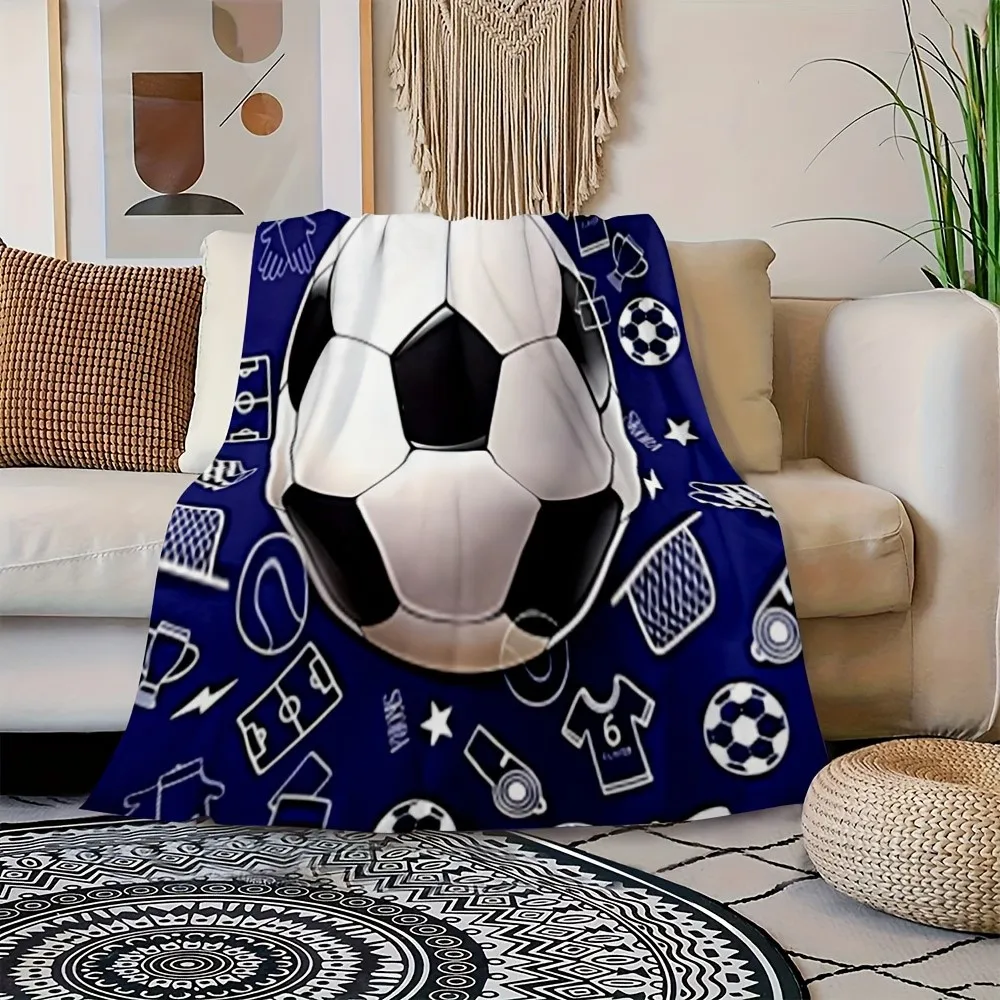 1Pc Personalized Customized Name/Text Soccer Ball Pattern Blanket Football Art Soft Fleece Throw Fan Gift Home Decor Sport Theme