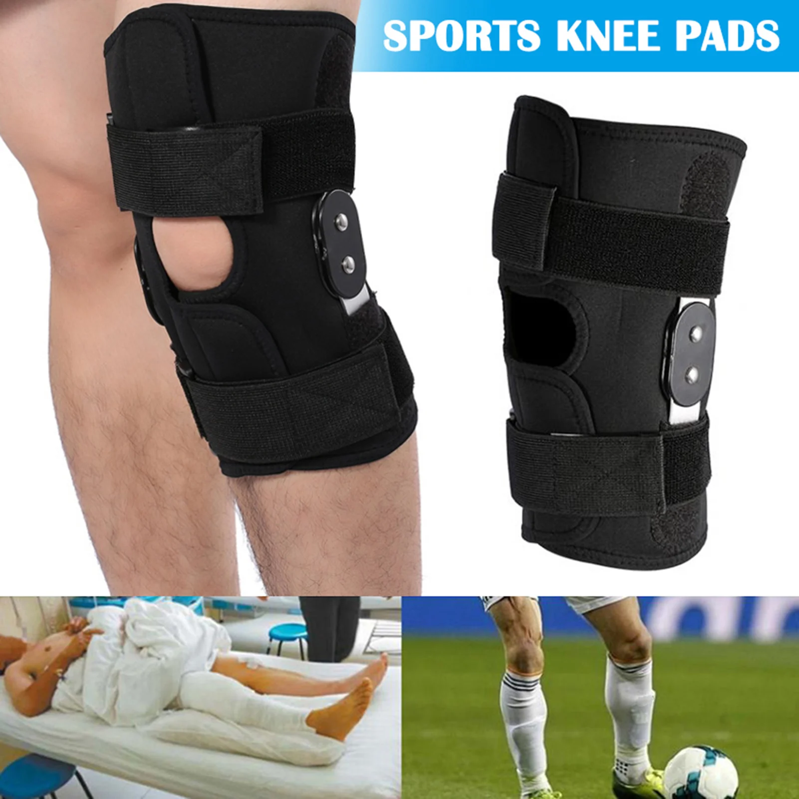 Professional Aluminum Alloy Knee Brace Supports Adjustable Buffer Breathable Sports Knee Pads Workout Arthritis Joint Protection