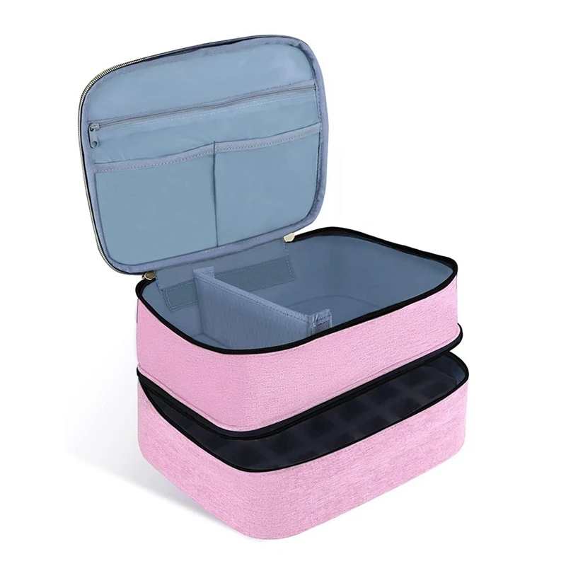 

Nail Polish Carrying Case Nail And Storage Nail Polish Box Component Holds 30 Bottles 2-Layer Travel Storage