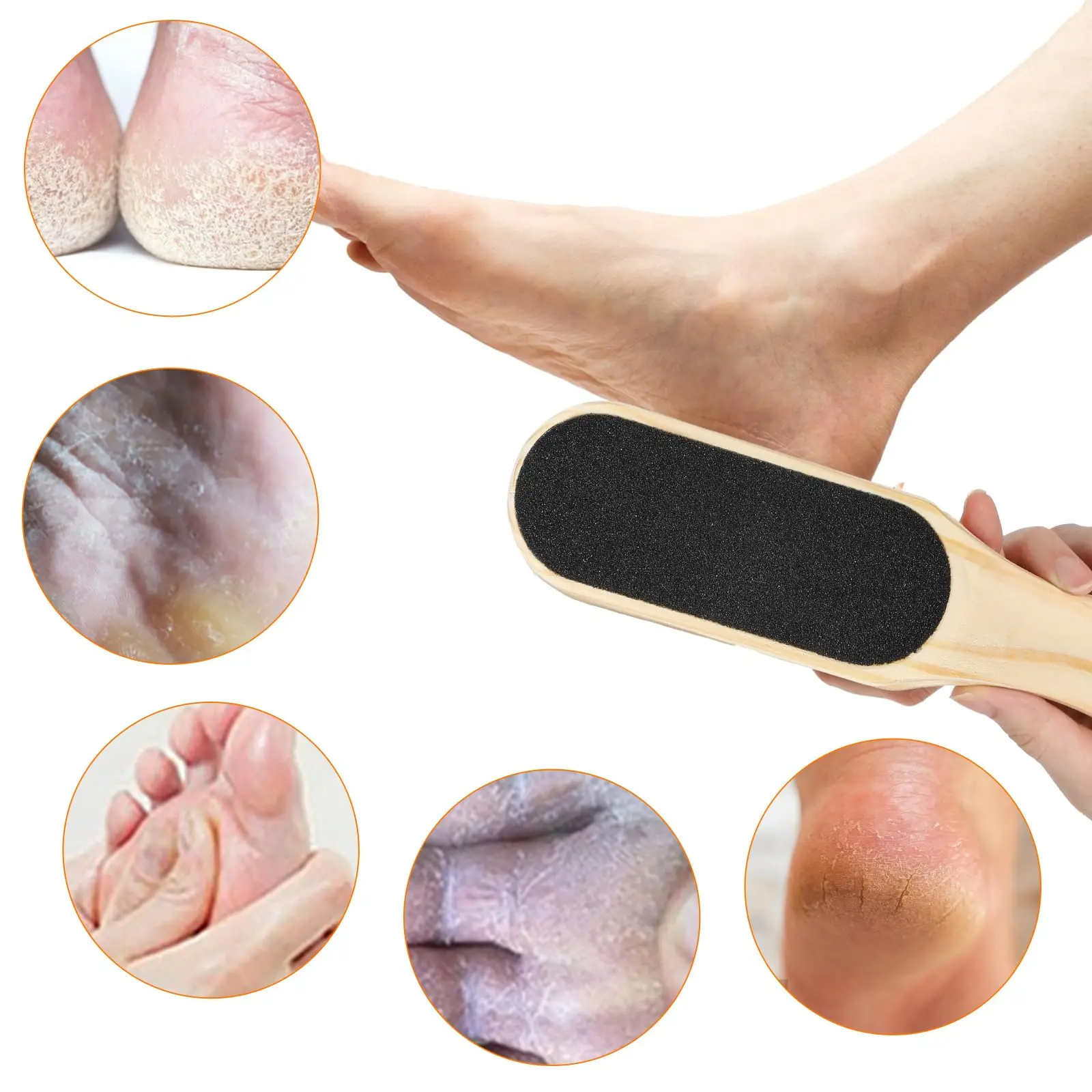 1PC 24CM Double-Sided Wooden Foot File Callus Remover – Pedicure Tools for Dead Skin & Heel Care, Durable Foot Care Rasp