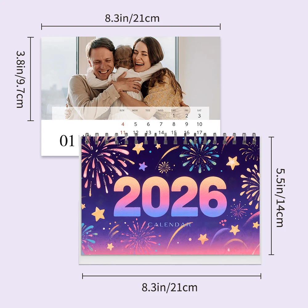 1 Stück Anpassbarer 2026 Kalender, Personalisierter Tischkalender mit 6 hochladbaren Fotos, Geburtstags- Weihnachts- Neujahrs-Geschenk, Kalender