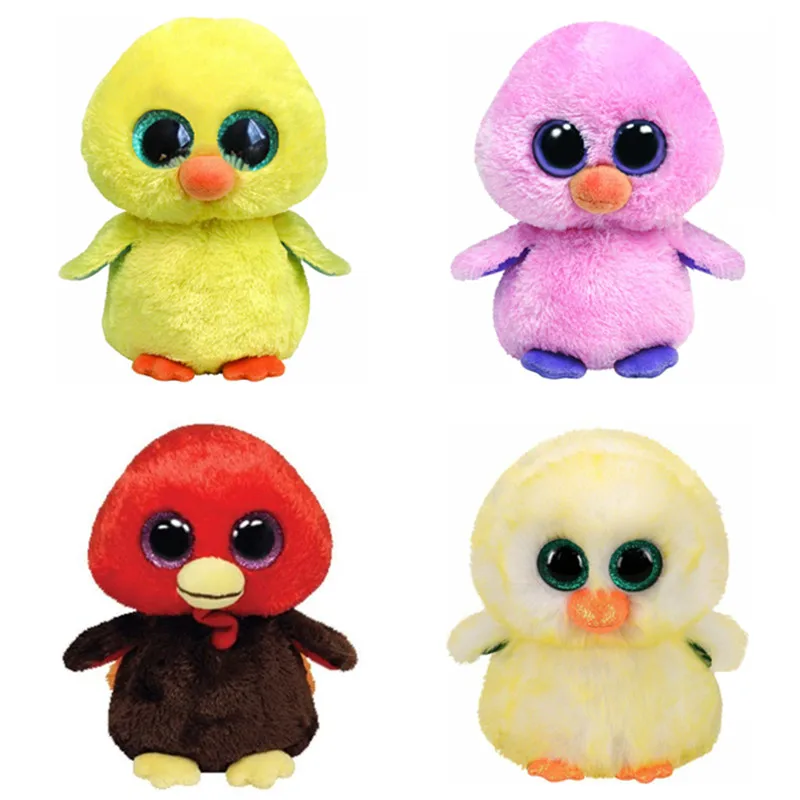 Cute Big Eyes Stuffed Animals Gobbles Turkey Goldie Lemon Drop Chick White Cock Rooster Plush Animal Kids Toys for Children Gift