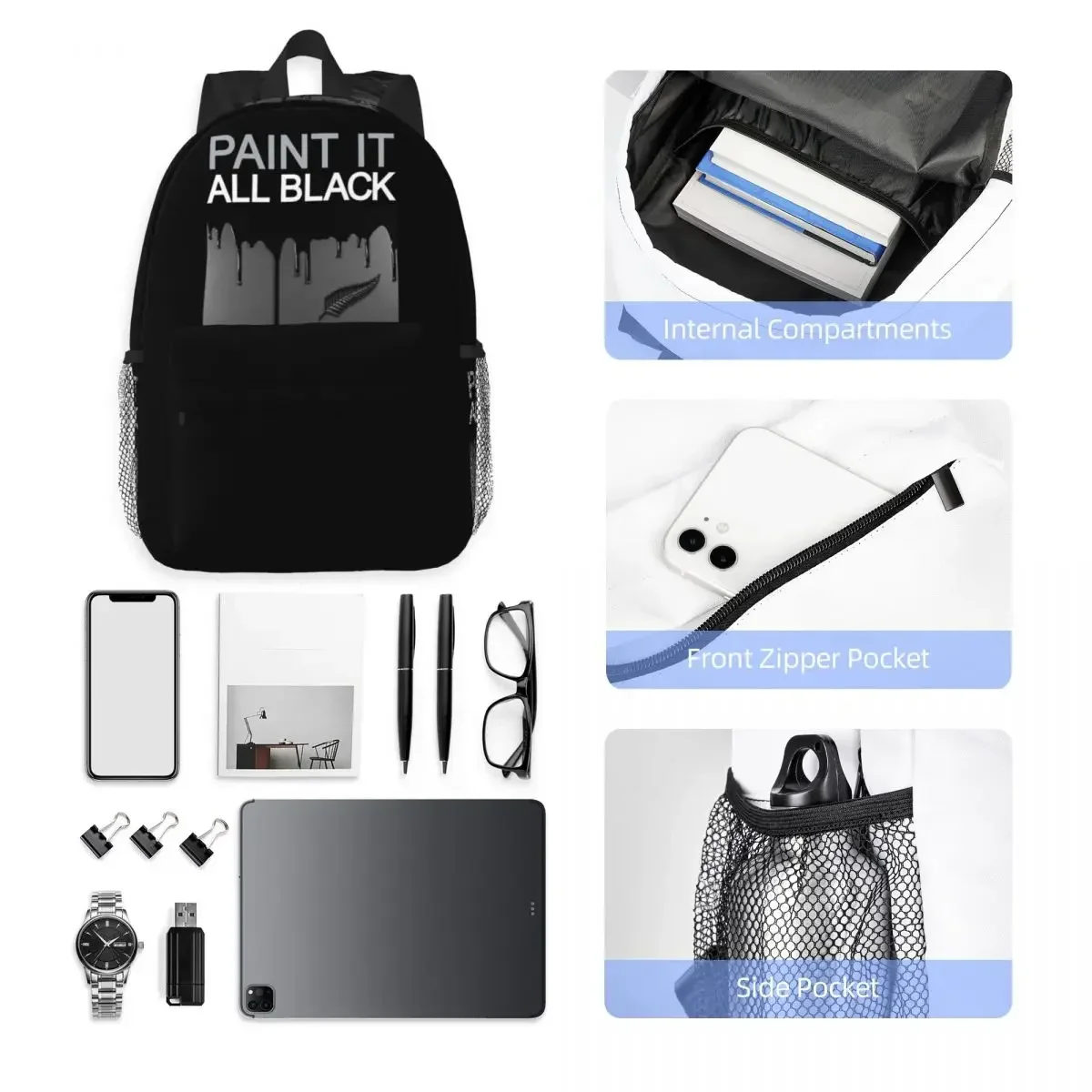 All Blacks New Zealand Rugby Backpack Student Boys Girls BookBag Kids School Bag Computer Shoulder Bags for Men Women