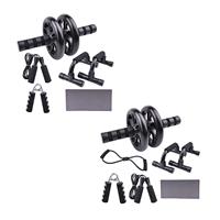 Ab Workout Equipment for Men Women Includes Abdominal Wheel 2 Push up Bars Skipping Rope Knee Pad for Muscle Building