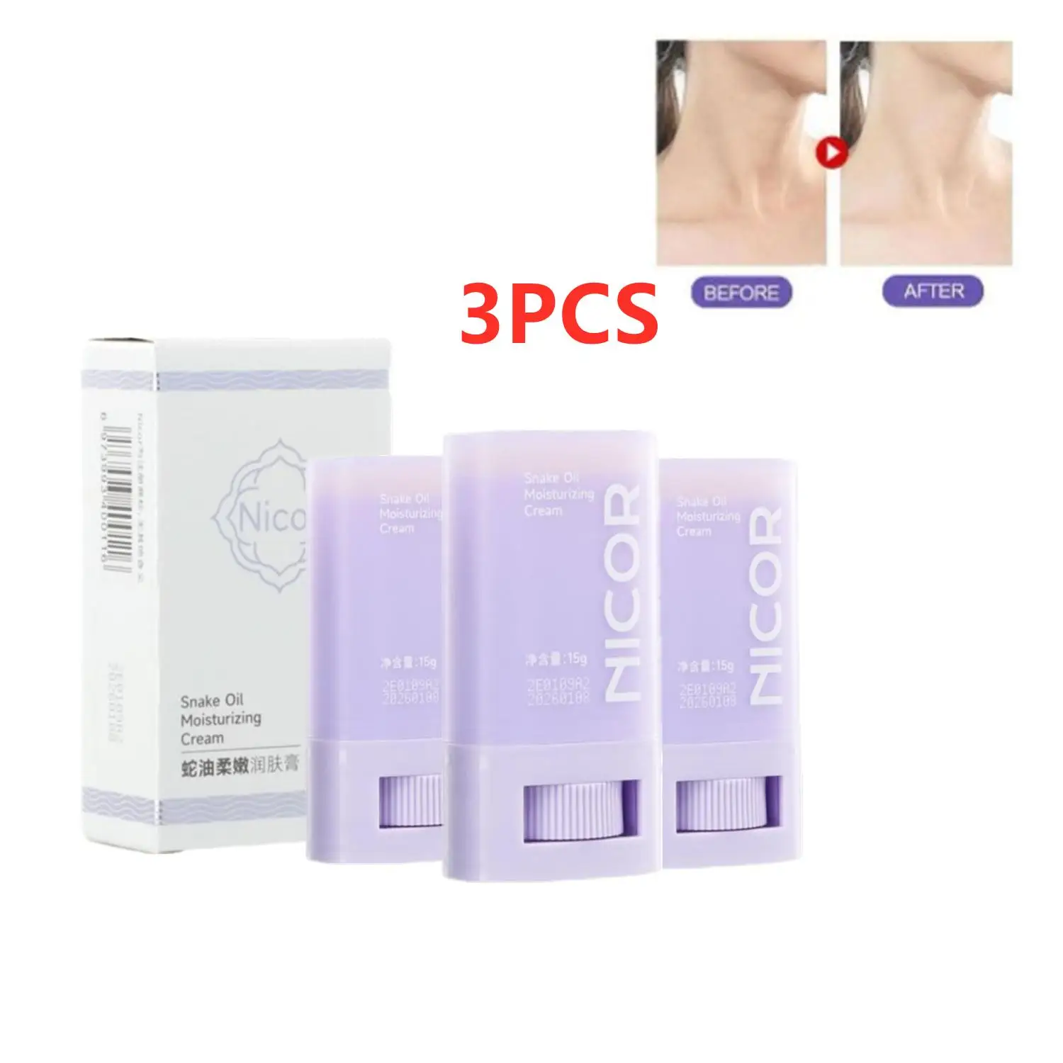 3PCS Skin Lifting Moisturizing Balm Stick Snake Oil Cream For Body And Face Deep Nourishing Skin Care Supplies For Women