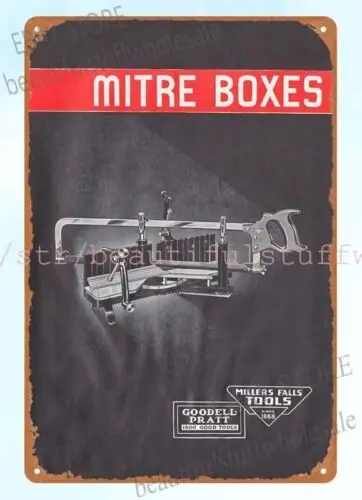 1938 Millers Falls Tools mitre boxes metalworking servicemen metal tin sign