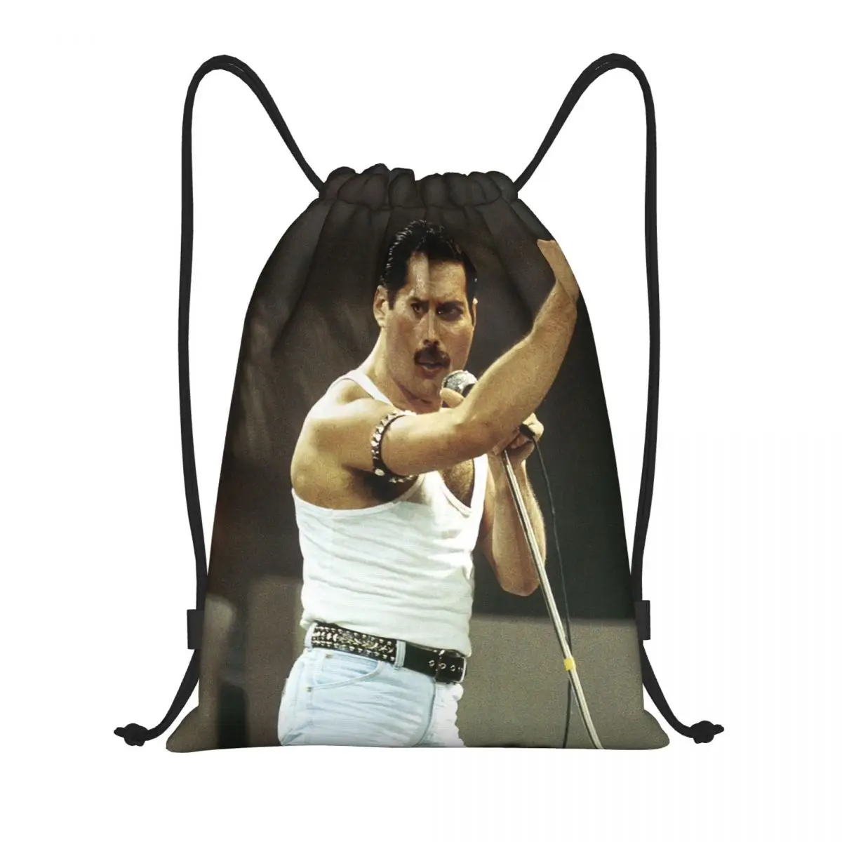 Custom Queen Rock Freddie Mercury Drawstring Backpack Bags Men Women Lightweight Gym Sports Sackpack Sacks for Yoga