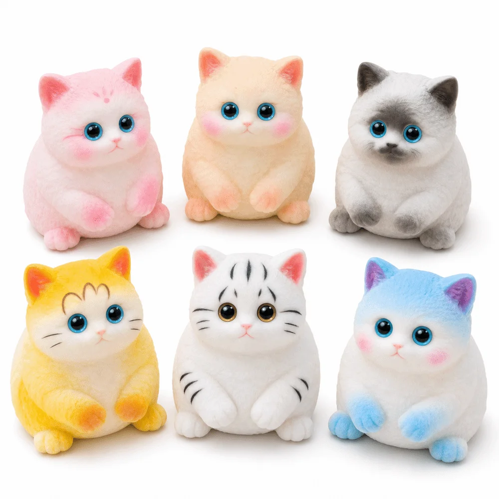 Simulated Cat Kitten Fidget Toy Pet Shaped Slow Resilience Squeeze Toy Quick Recovery Soft Silicone Decompression Toy