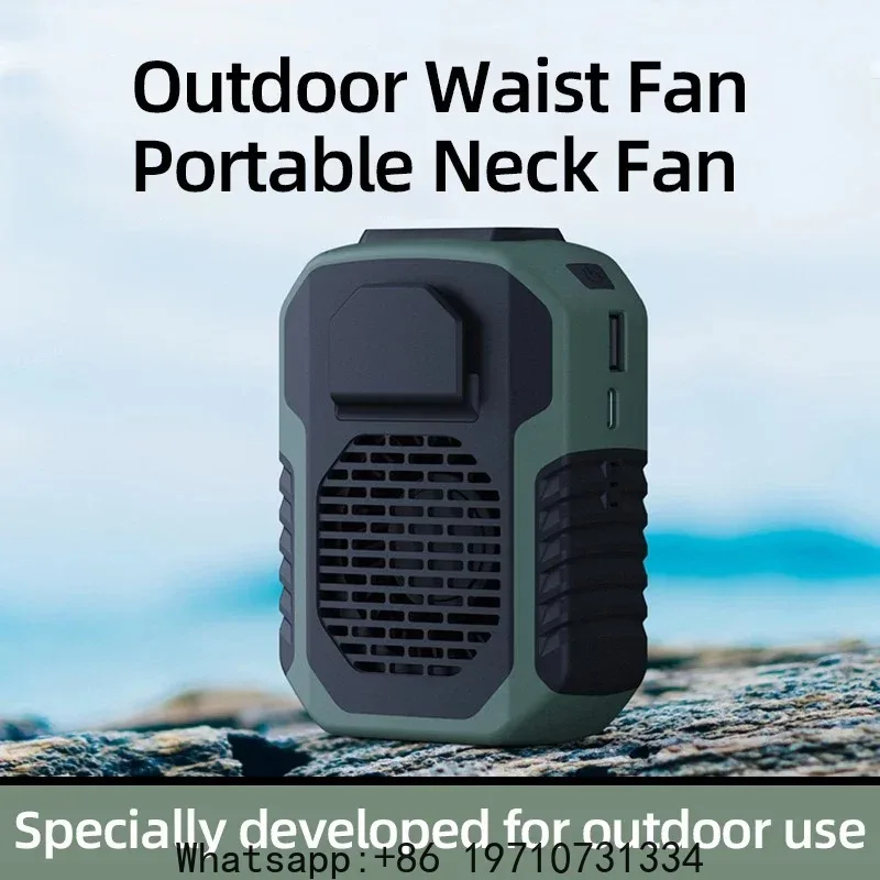 Portable Neck & Waist Fan – Mini USB Rechargeable Clip-On Fan for Outdoor Sports