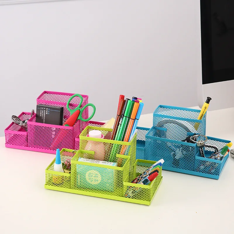 Multifunctional Creative Desktop Organizer Pen Holder Makeup Storage Box School Office Accessories Stationery Organizers