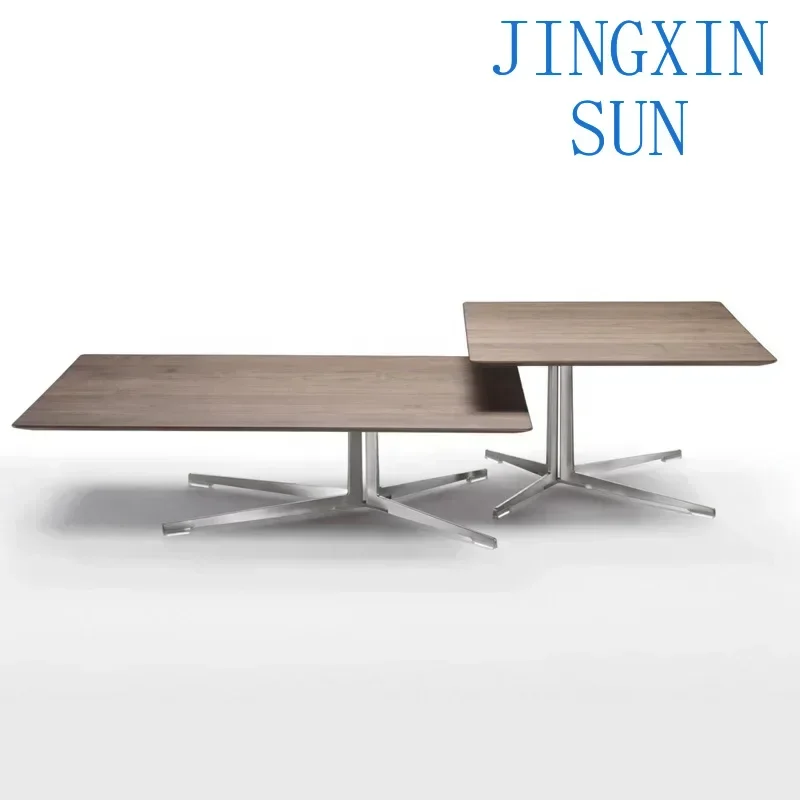 -modern metal Frame Rectangle Shaped solid wood top Coffee Table