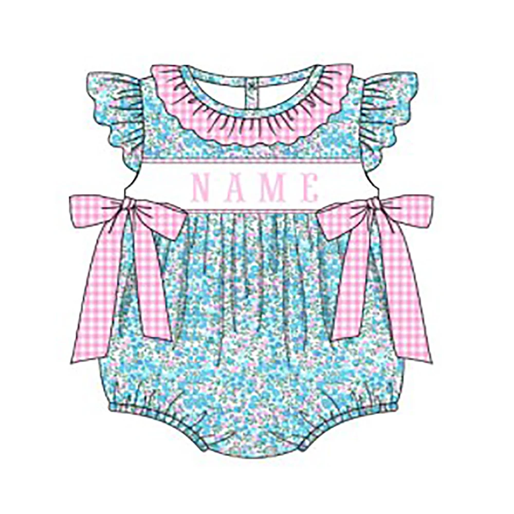 Baby Girl And Baby Boy New Cotton Customizable Name Styles Presale Models Pink Floral And Plaid Series Romper Sets Clothes