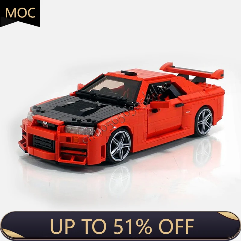 

New 1513 Parts MOC Technology Racing Red Sports Car Model Building Blocks Speed Vehicle Bricks Toys For Children Festival Gifts
