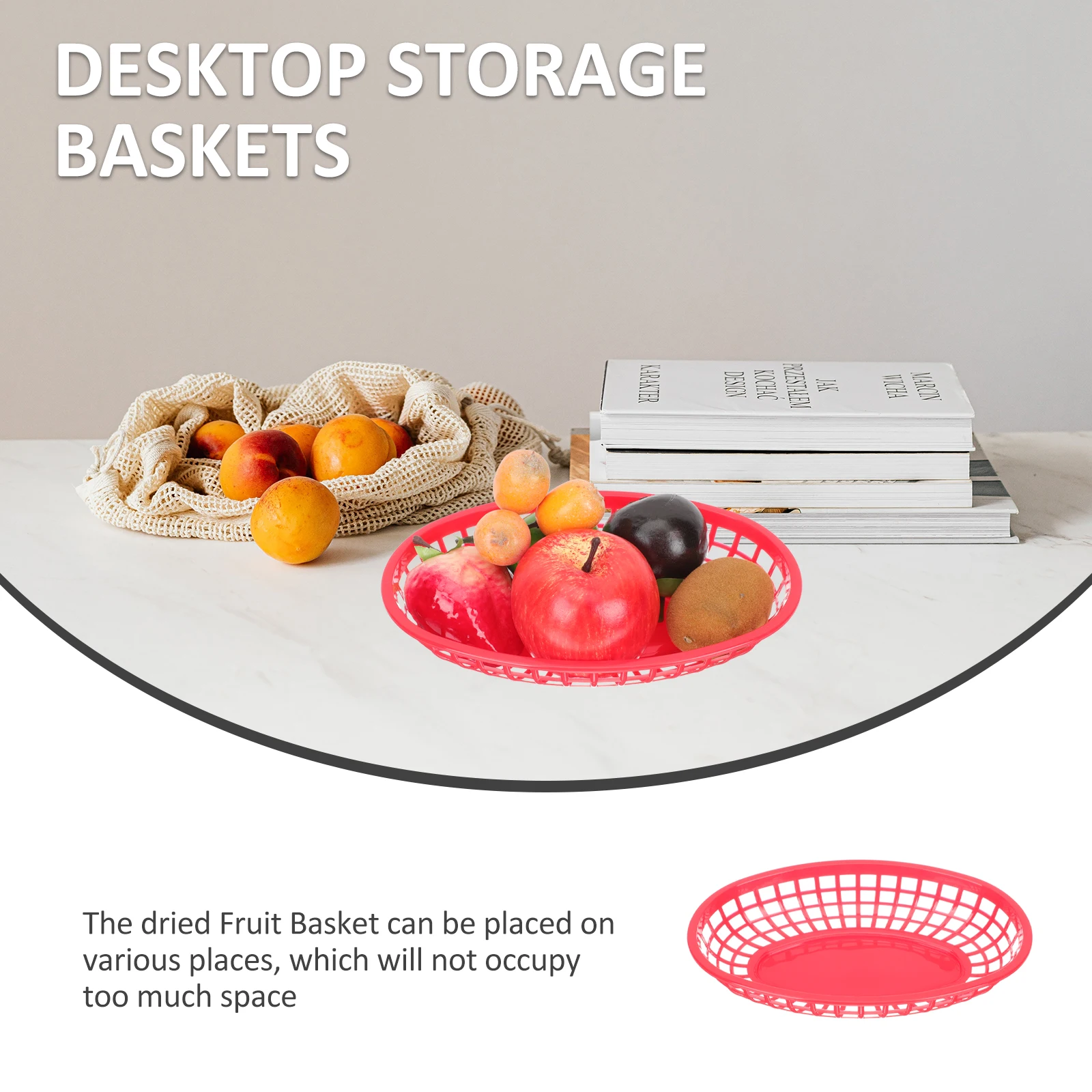 

4 Pcs Plastic Storage Baskets Food Fruit Snack ganizer Home Kitchen Reusable Desktop Container Sets Vegetable Basket