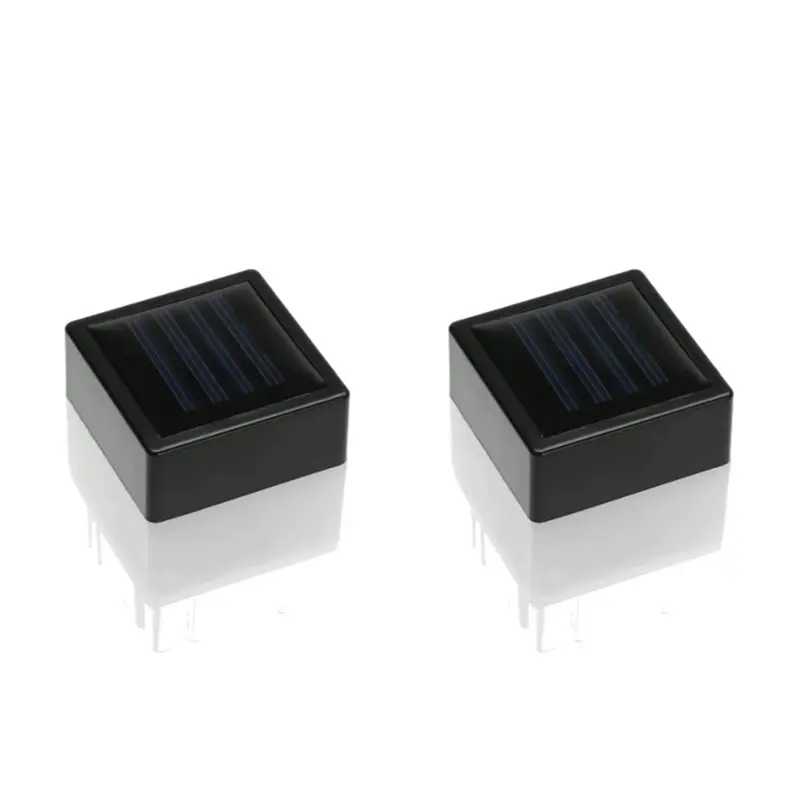 AFOURT-LED Solar Light Fence Post 2Pcs Square Outdoor Waterproof White/Warm Dual-Color Garden Pool Lamp
