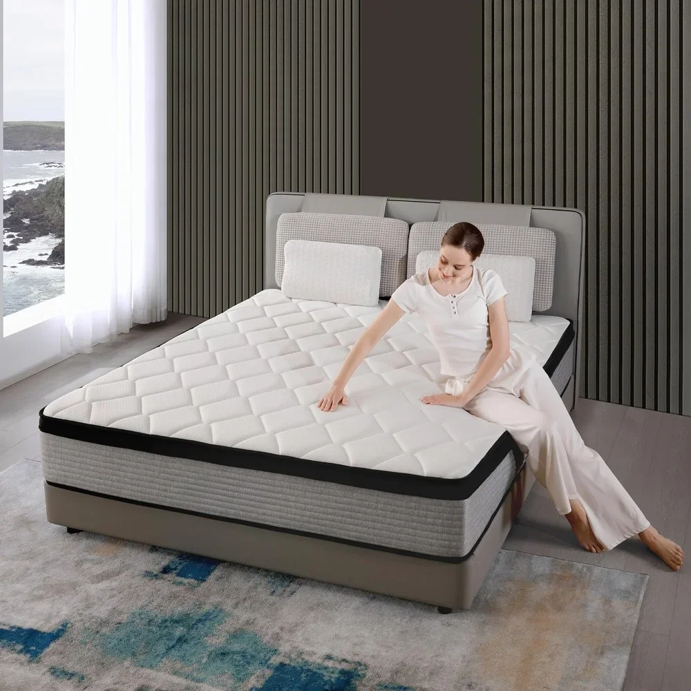 

Mattress, 14 Inch Hybrid Full Size Gel Memory Foam Medium Firm Premium Comfort and Adaptive Support Breathable Cooling Mattress