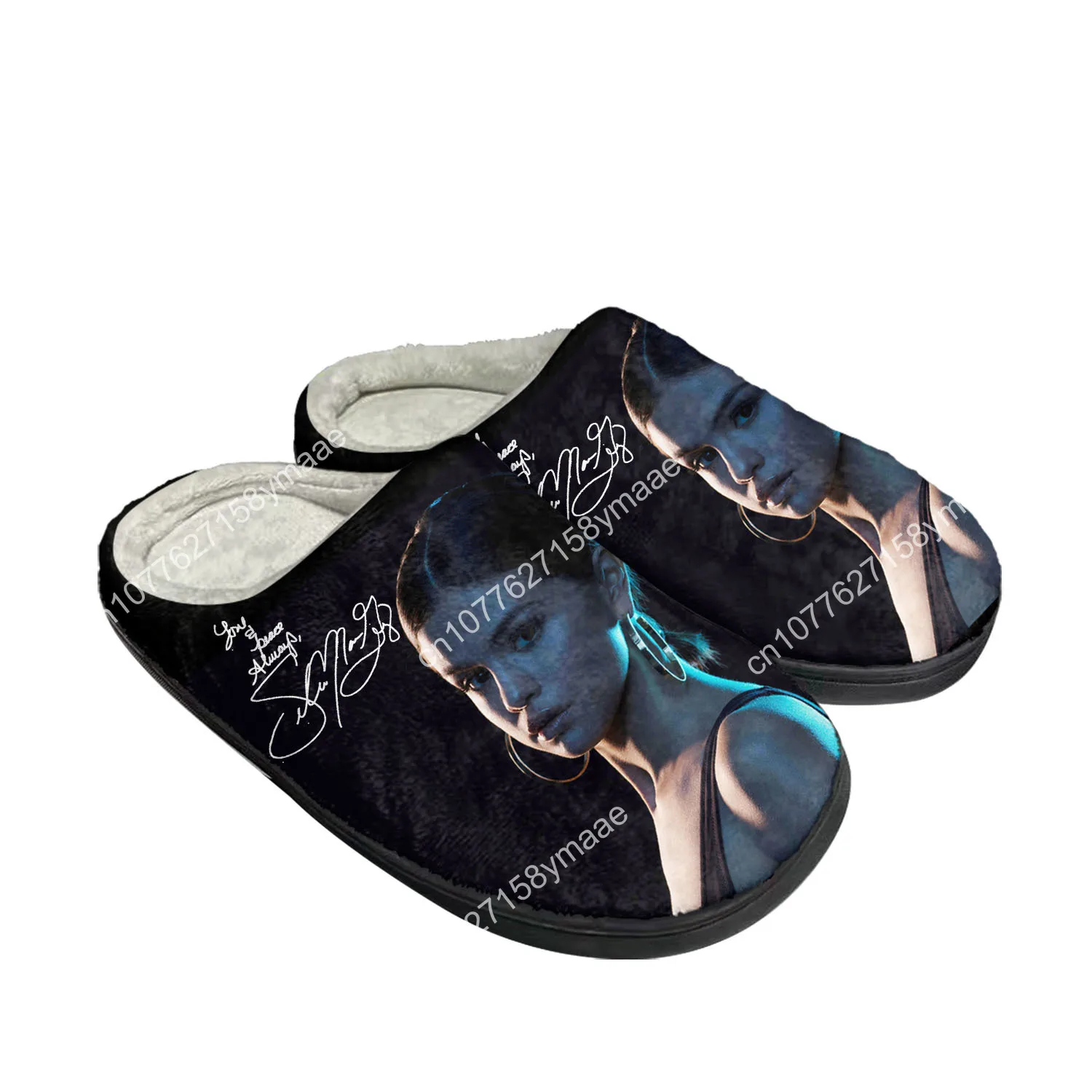 Selena Gomez Home Cotton Slippers Mens Womens Plush Bedroom Casual DIY Keep Warm Shoes Thermal Indoor Slipper Customized Shoe