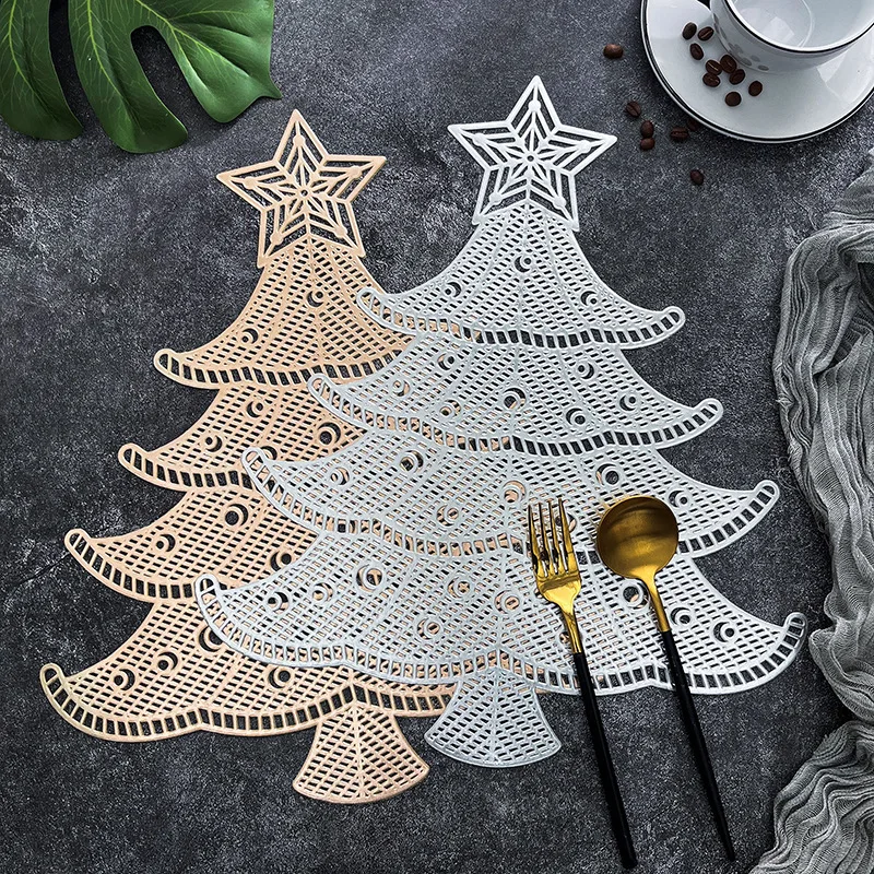 

Christmas Tree Placemat, Hollow Out PVC, Western Placemat, Insulated Table Mat, Decorative Placemat, Home