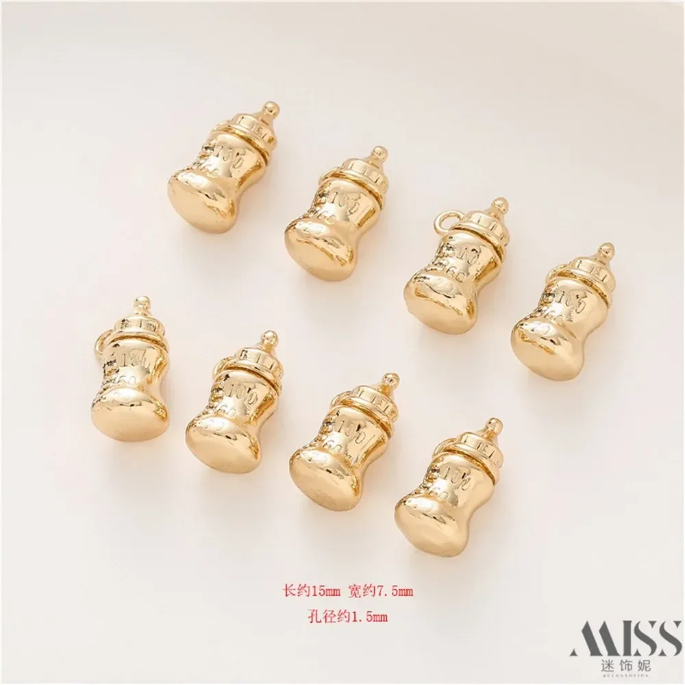 

14-каратное золотое сумка, сохраняющая цвет детская бутылочка, кулон, аксессуары ручной работы, браслет, ожерелье, ювелирные изделия, кулон, материал