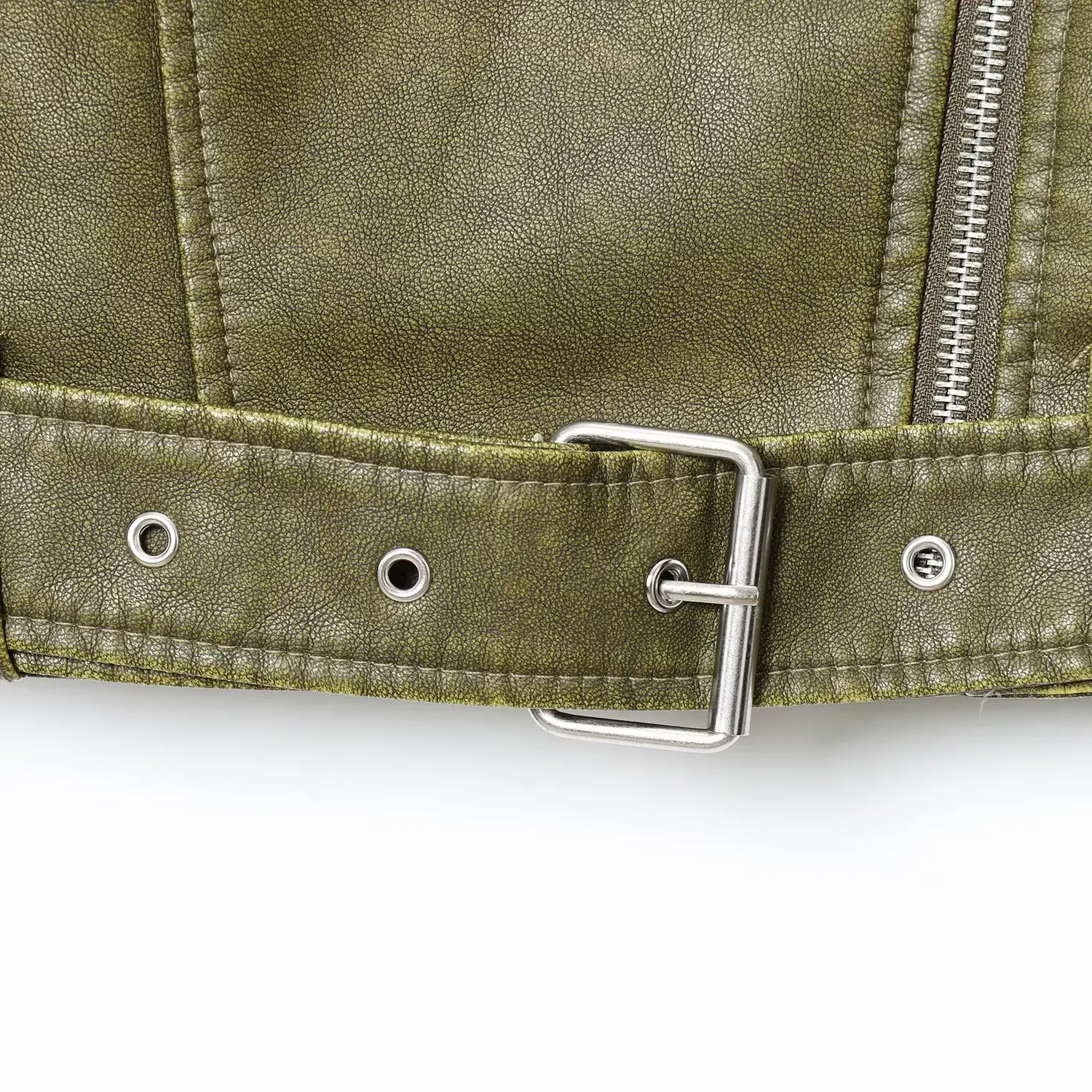 KASLEAD nouveau Faionable Waed cuir Jaet femmes basique Sle ceinturé ort vêtements d'extérieur fibre de Polyester longue fermeture éclair Sve