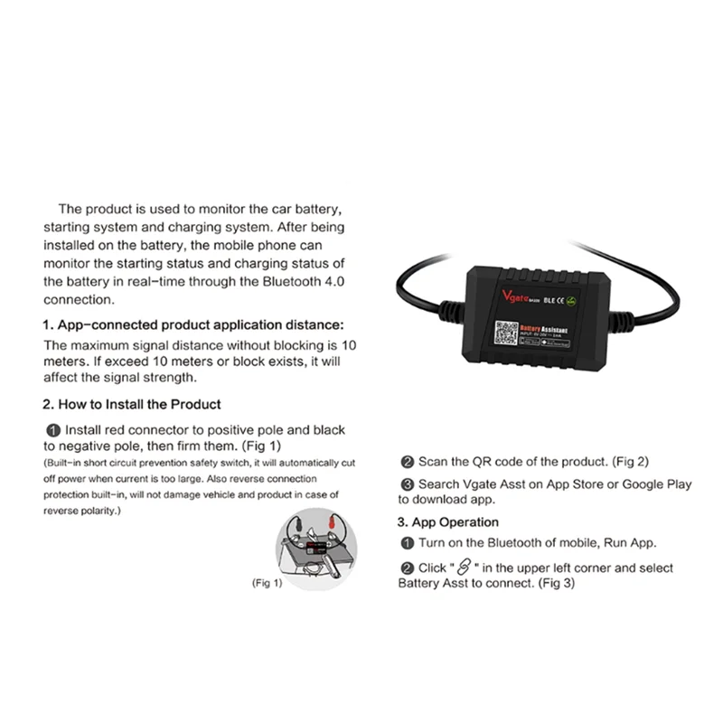 

Компактный тестер автомобильного аккумулятора BA100 12 В, монитор Bluetooth 4,0, монитор помощника автомобильного аккумулятора