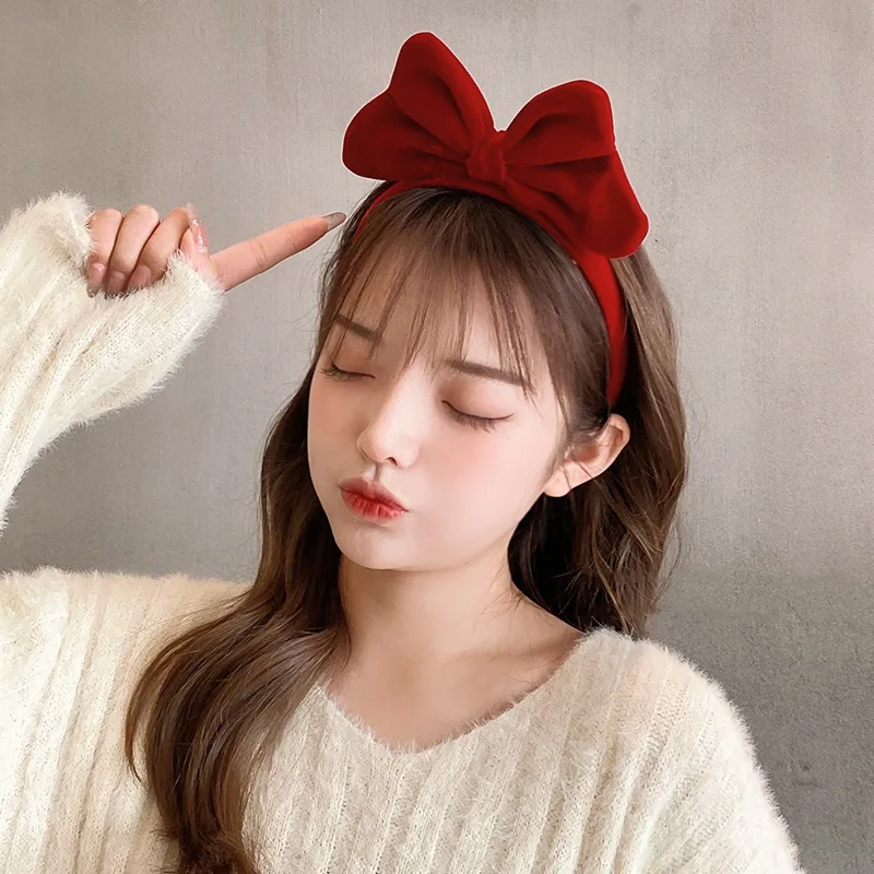 Women Large Bowknot Headband Elegant Velvet Bow Hair Band Girls Hairband Party Cute Hair Hoop Headwear Hair Accessories