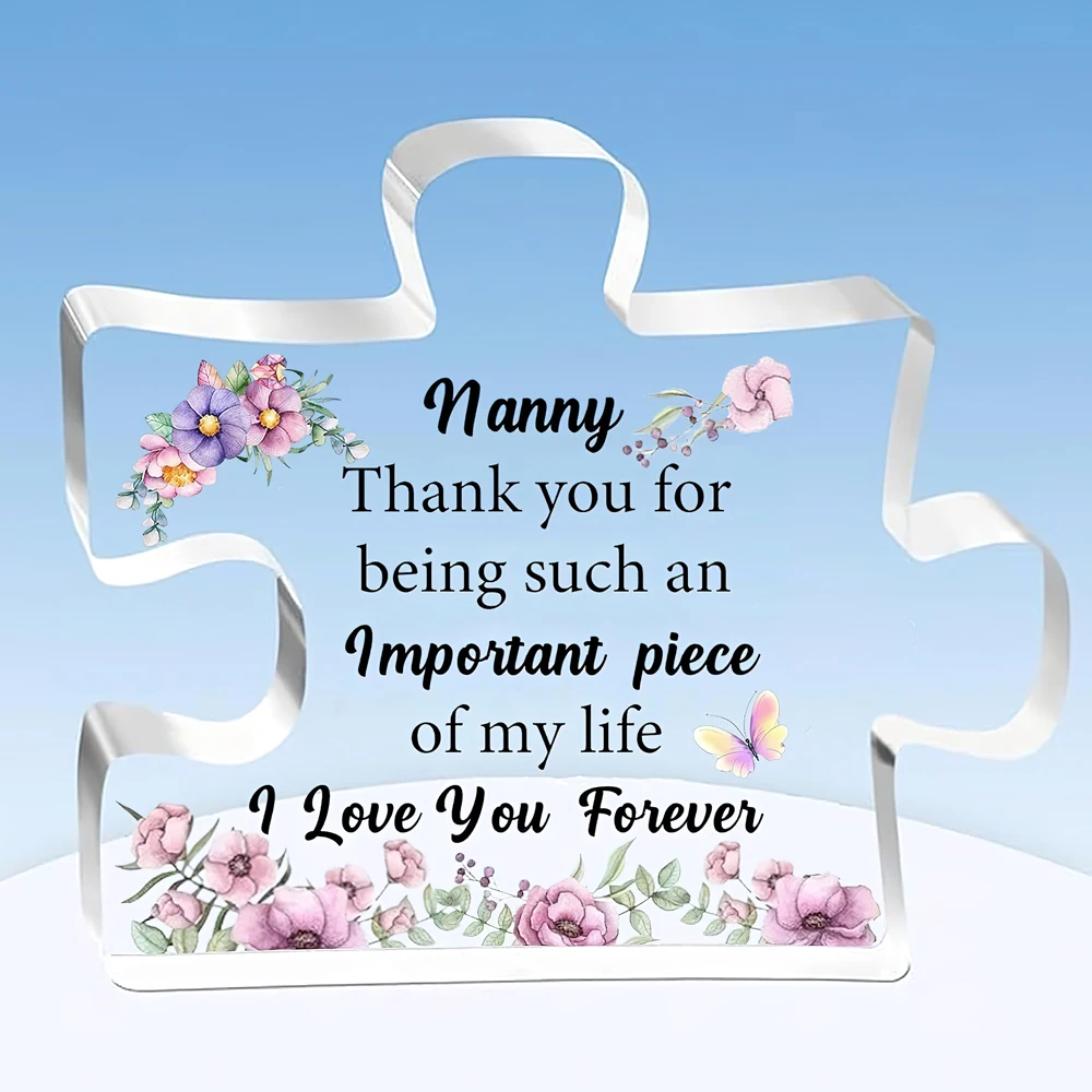 acrylic effect/pattern Nanny Puzzle Plaques Mother's Day Gifts Nan Appreciate Birthday Present Nana Acrylic Sign Home Decoration
