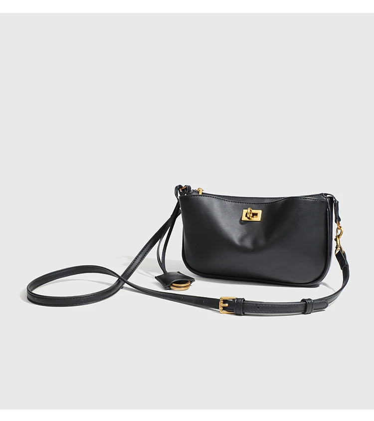Luxuriöse Damen-Schultertasche aus Spaltleder - Klassische Paris Tote-Handtasche, Einfache Umhängetasche mit Metallschnalle – Detail 12
