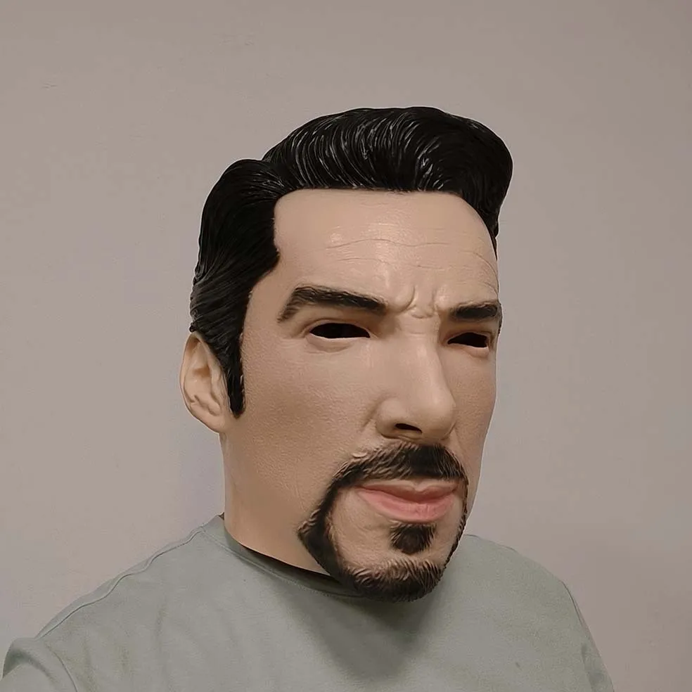 Realistische Latex-Vollkopfmaske, bärtige Männer-Gesichtsmaske mit Haaren, Halloween-Cosplay-Party-Kostüm-Requisiten für Erwachsene – Detail 3