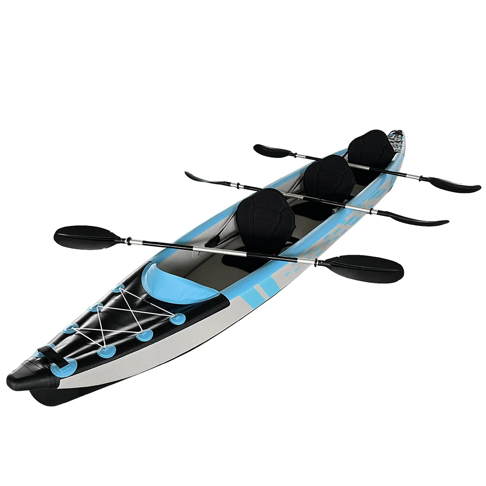 2024 hot selling inflatable kayak fishing boat rowing drop stitch three seats Portable for water sports