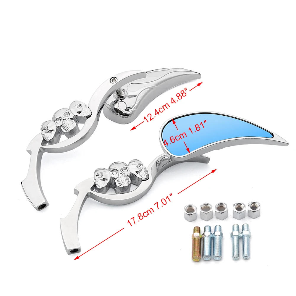 Universal M8 M10 Motorcycle Mirror Skull Rearview Side Mirrors For Honda Kawasaki Yamaha Chopper Touring Old School