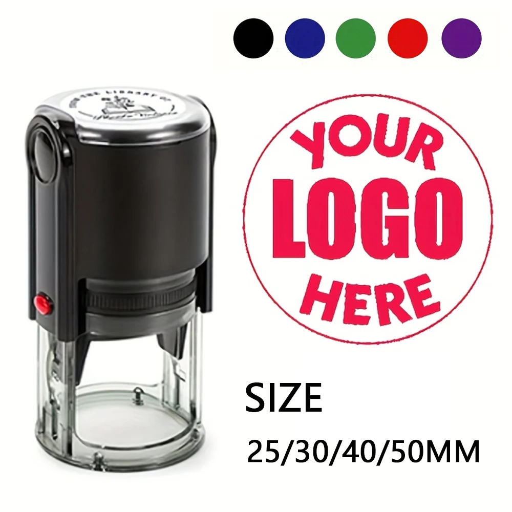 Custom Self-Inking Stamp 25/30/40/50mm Round LOGO Design Personalized Text Press-type Inking Stamp for Wedding Invitation Envelo
