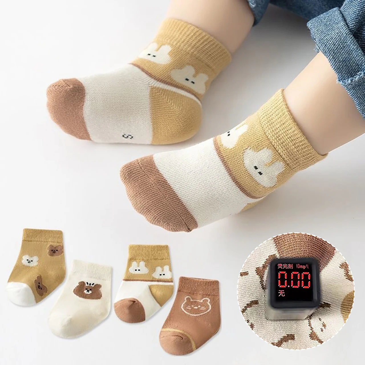 

5 Pairs Spring Autumn Baby Socks Cute Cartoon Boy Girl Soft Cotton Middle Tube Socks Casual Toddler Kids Short Socks 0-5 Years