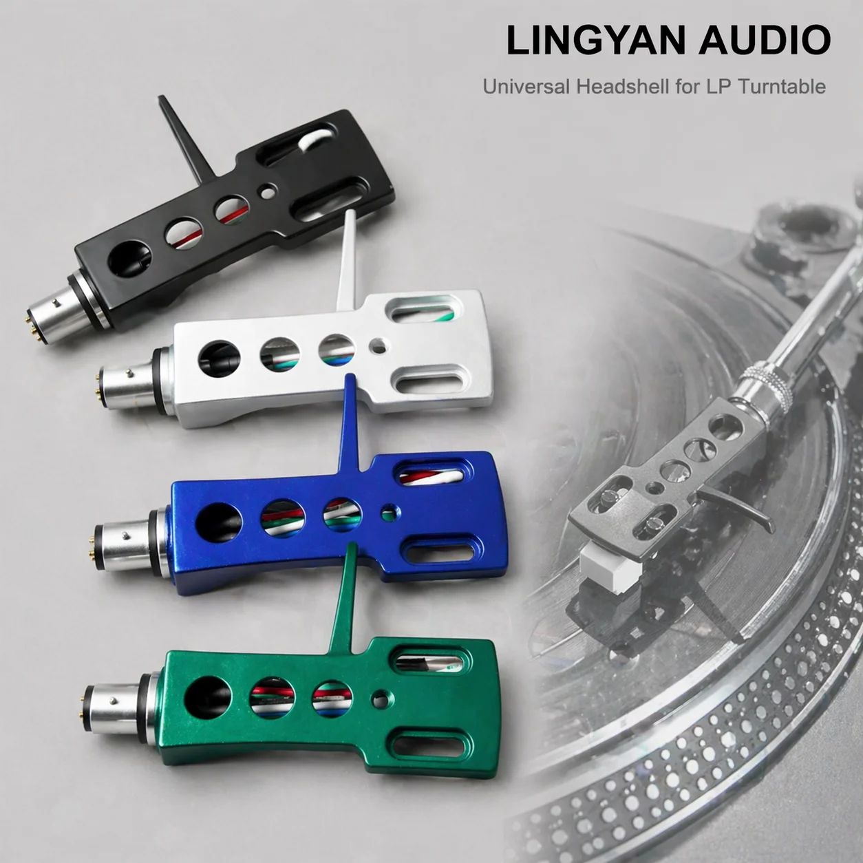 Carcasa Universal para Tocadiscos LINGYAN AUDIO, Ligera (10g), de Aluminio con Conector Dorado de 4 Pines, Compatible con Tocadiscos de Vinilo