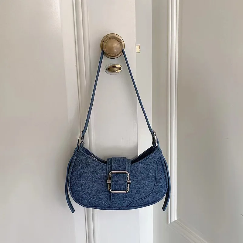 

Women's Bag Design High Luxury 2023 New Fashion Simple One Shoulder Handbag Versatile Commuter Denim Underarm Bag Free Shipping